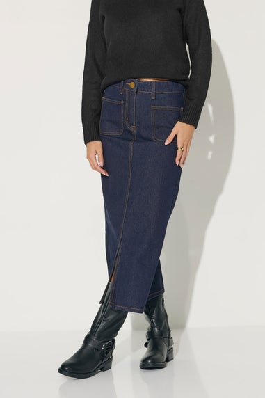 PixieGirl Petite Dark Blue Pocket Patch Denim Skirt