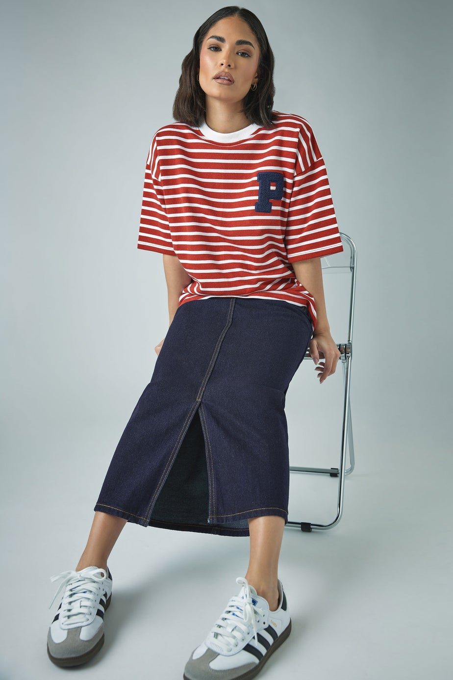 PixieGirl Petite Dark Blue Pocket Patch Denim Skirt