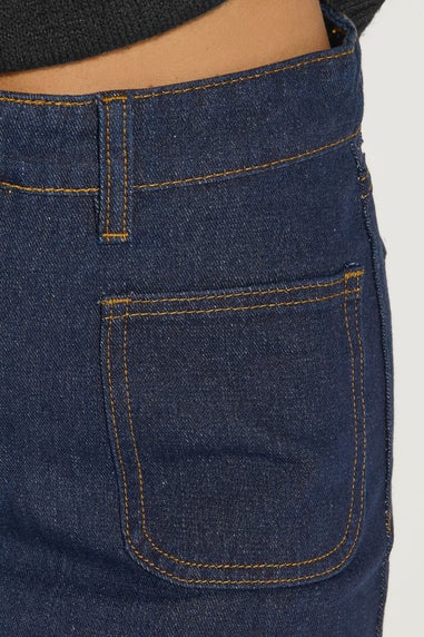 PixieGirl Petite Dark Blue Pocket Patch Denim Skirt