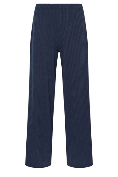 PixieGirl Petite Navy Blue Ribbed Wide Leg Trousers