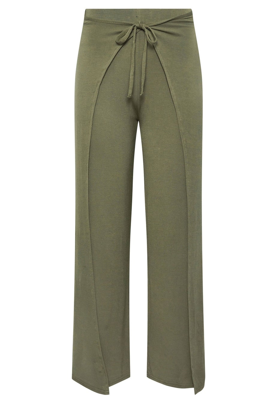 PixieGirl Petite Khaki Green Wide Leg Wrap Trousers