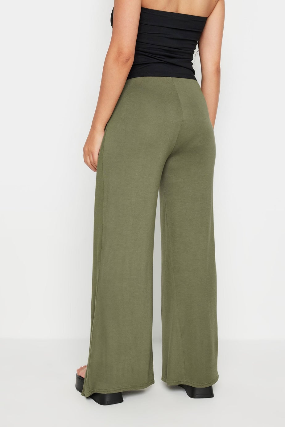 PixieGirl Petite Khaki Green Wide Leg Wrap Trousers
