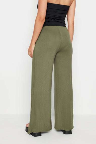 PixieGirl Petite Khaki Green Wide Leg Wrap Trousers