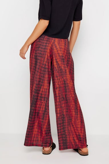 PixieGirl Petite Red Snake Print Wide Leg Trousers