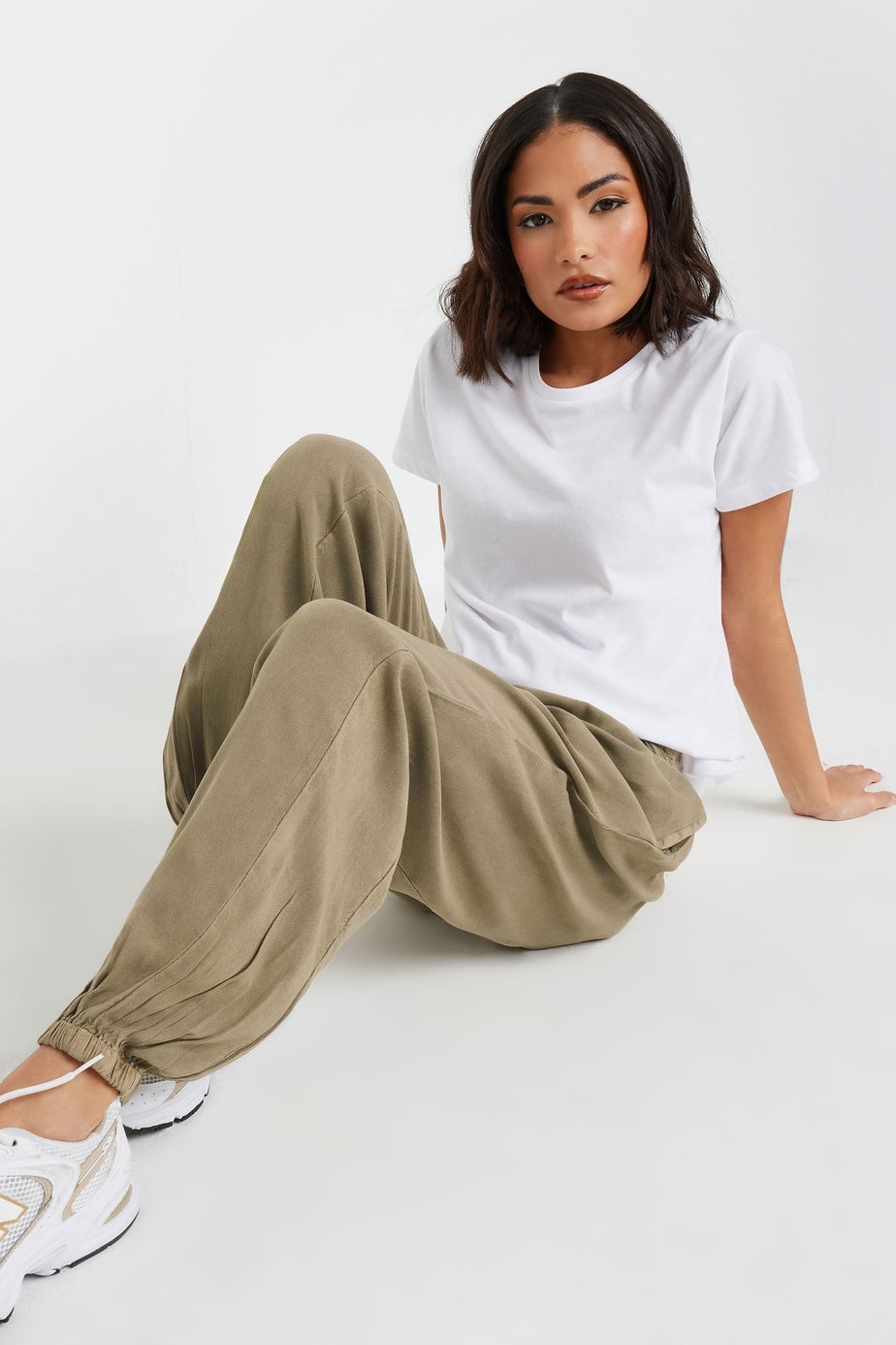 PixieGirl Petite Brown Seam Detail Cuffed Trousers