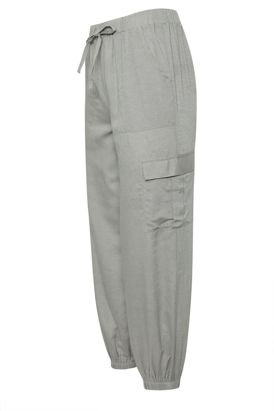 PixieGirl Petite Grey Linen Cargo Cuffed Joggers