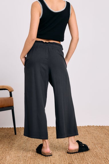 PixieGirl Petite Black Acid Wash Cropped Trousers