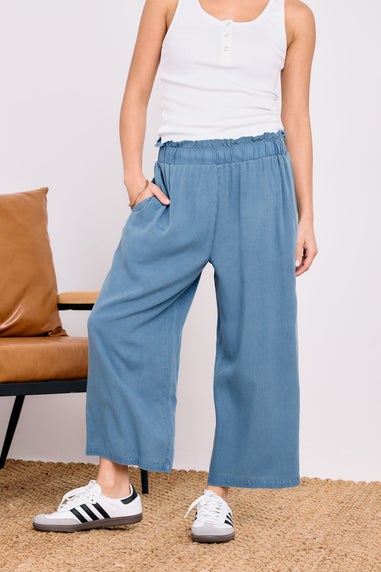 PixieGirl Petite Blue Acid Wash Cropped Trousers