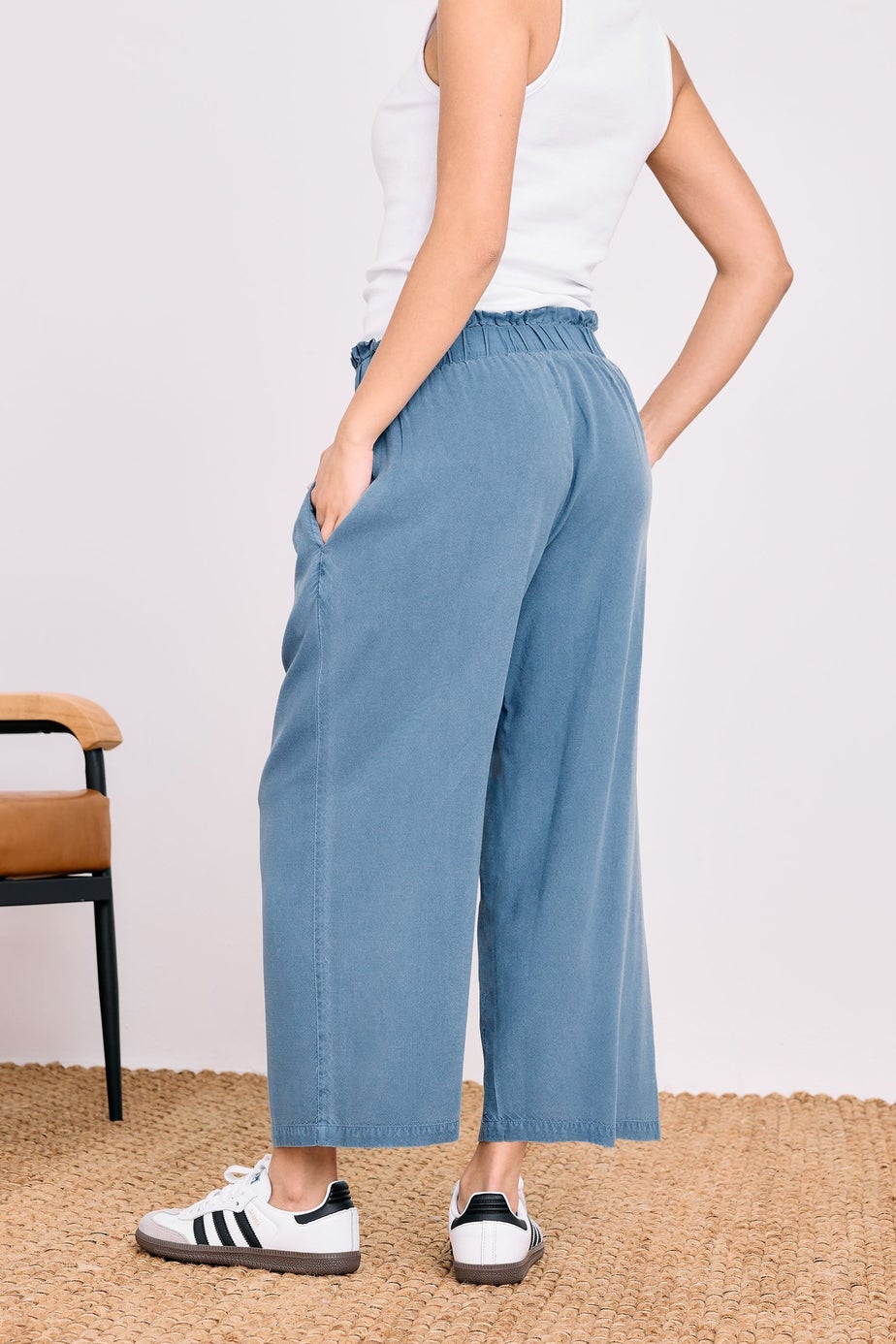 PixieGirl Petite Blue Acid Wash Cropped Trousers
