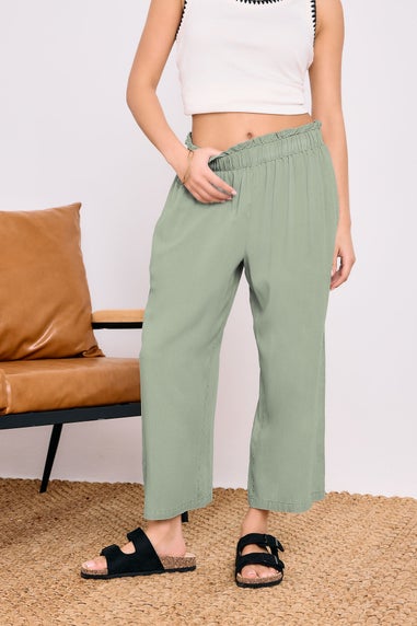 PixieGirl Petite Sage Green Acid Wash Cropped Trousers
