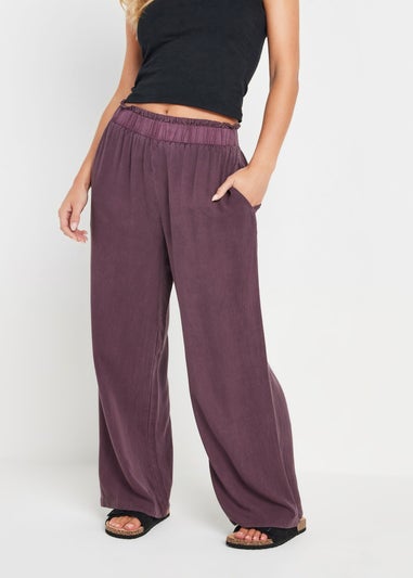 PixieGirl Petite Purple Acid Wash Wide Leg Trousers