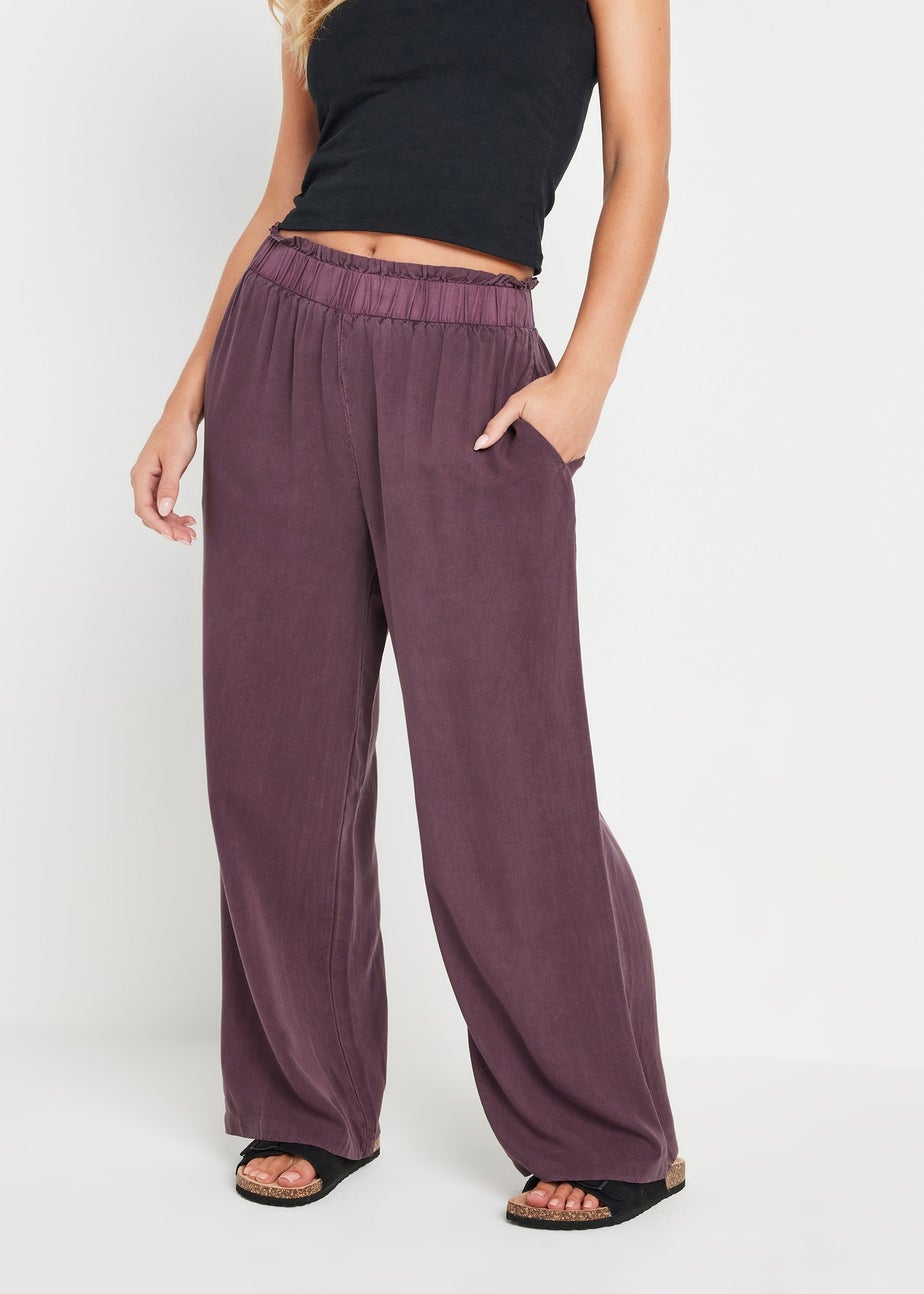 PixieGirl Petite Purple Acid Wash Wide Leg Trousers