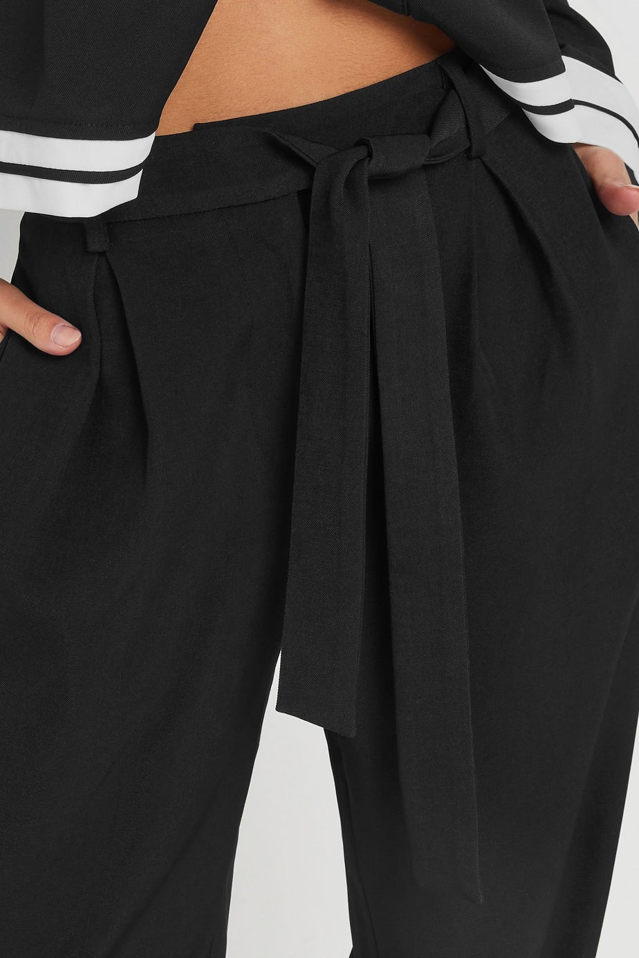 PixieGirl Petite Black Woven Side Wrap Trousers