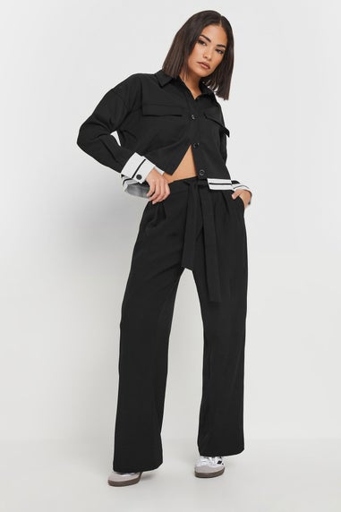 PixieGirl Petite Black Woven Side Wrap Trousers