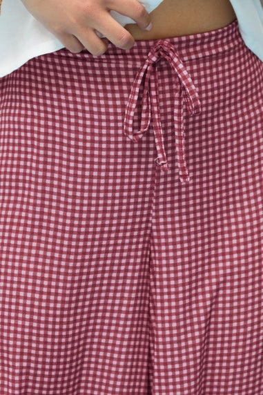 PixieGirl Petite Pink Gingham Wide Leg Trousers