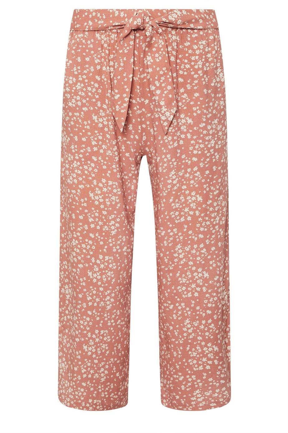 PixieGirl Petite Coral Pink Ditsy Floral Cropped Trousers