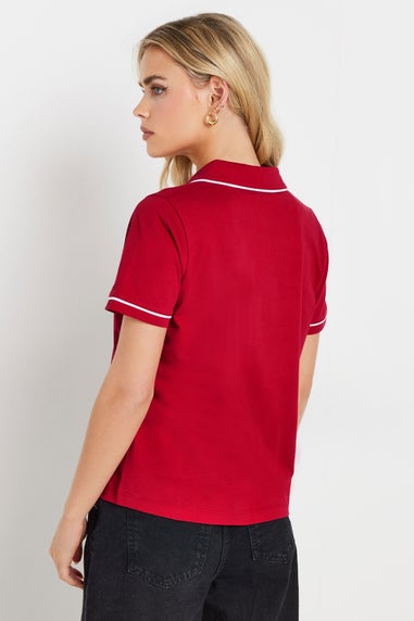 PixieGirl Petite Red Contrast Trim Polo Shirt
