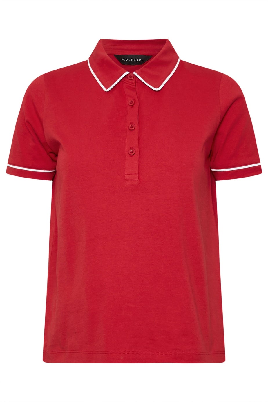 PixieGirl Petite Red Contrast Trim Polo Shirt