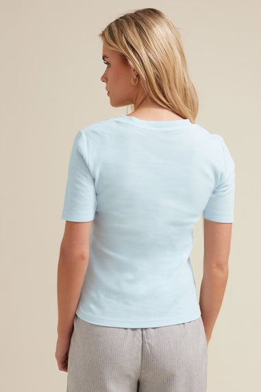 PixieGirl Petite 2 Pack Light Blue & White Waffle Henley T-Shirts