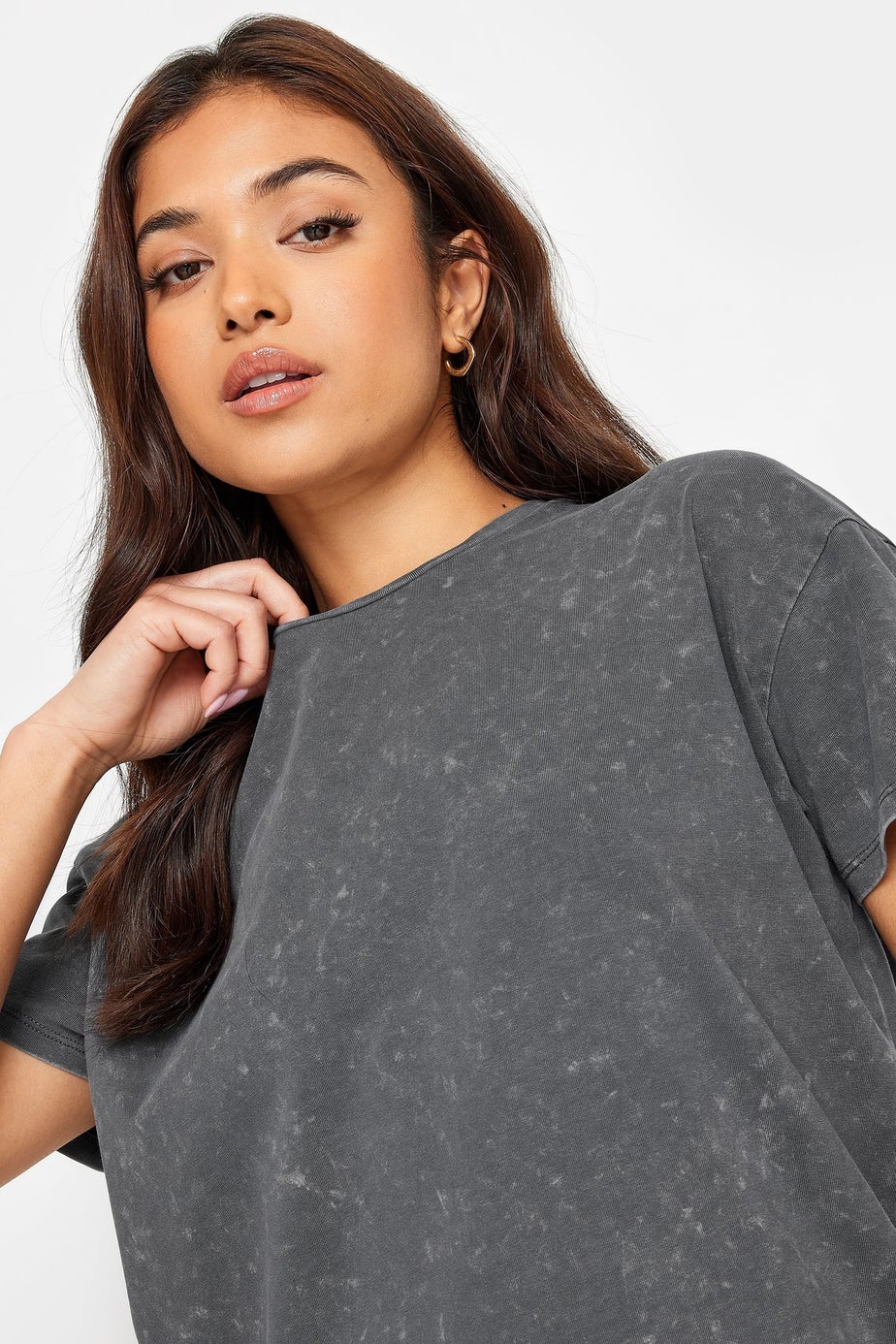 PixieGirl Petite Grey Acid Wash T-Shirt