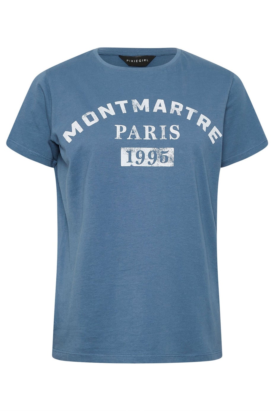 PixieGirl Petite Blue Acid Wash Slogan T-Shirt