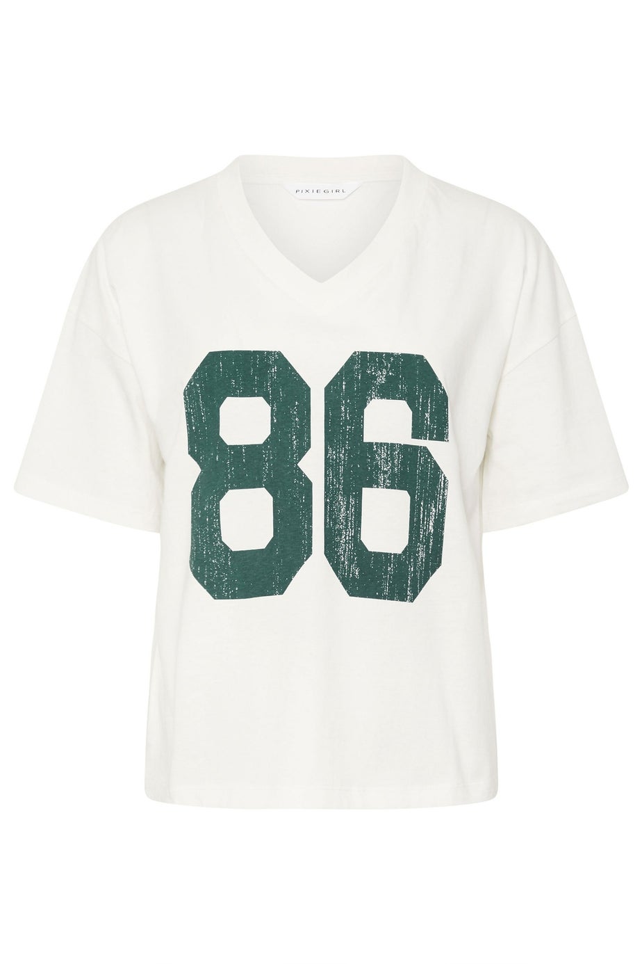 PixieGirl Petite White Jersey Graphic Varsity T-Shirt