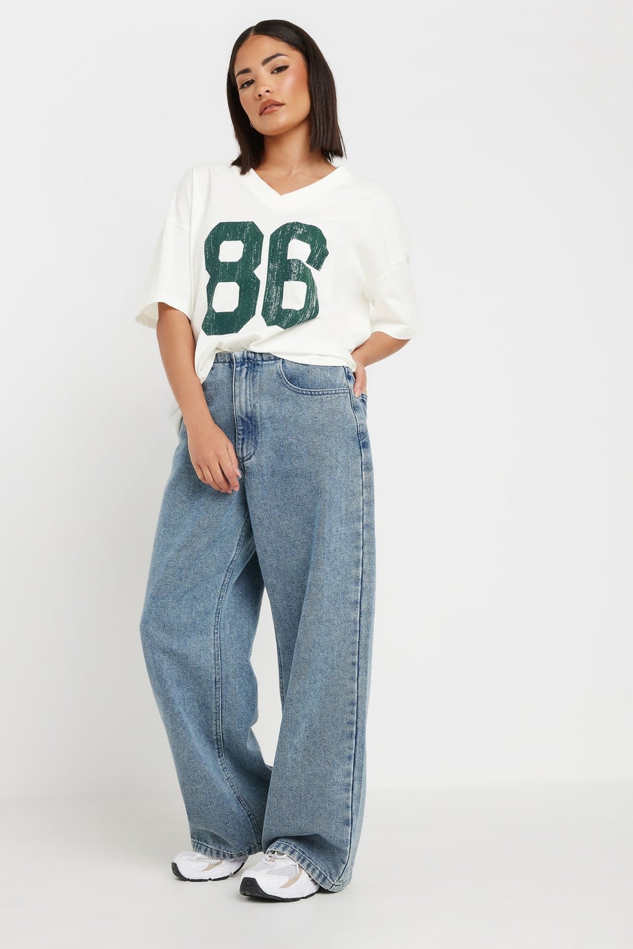 PixieGirl Petite White Jersey Graphic Varsity T-Shirt