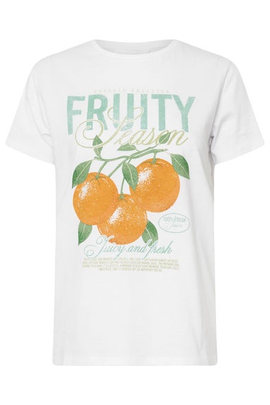 Pixiegirl White Cotton Fruity Graphic T-Shirt