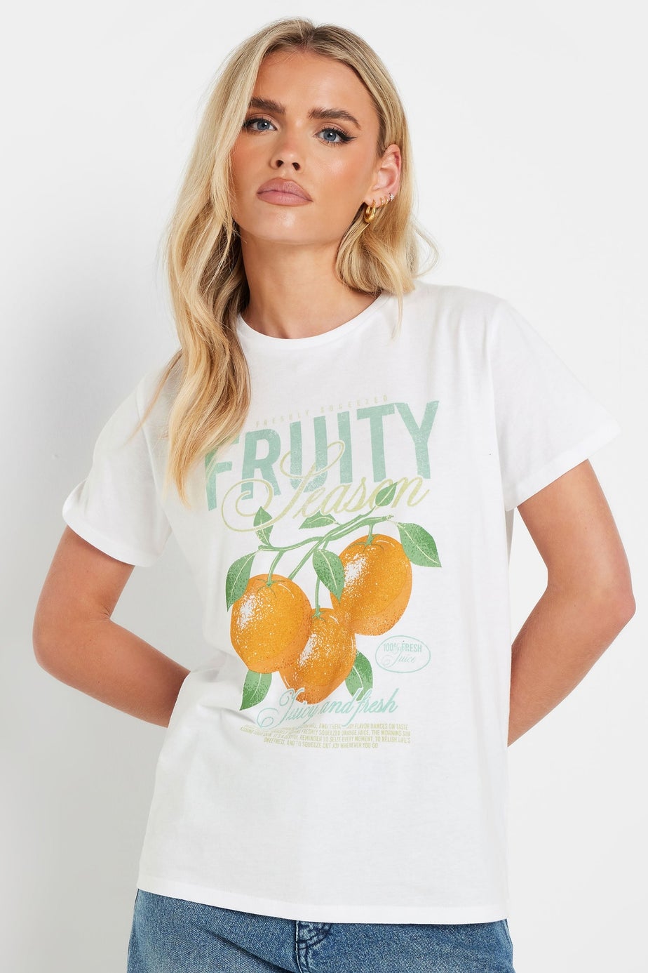 Pixiegirl White Cotton Fruity Graphic T-Shirt