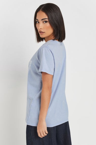 Pixiegirl Light Blue Vintage Romance Slogan T-Shirt