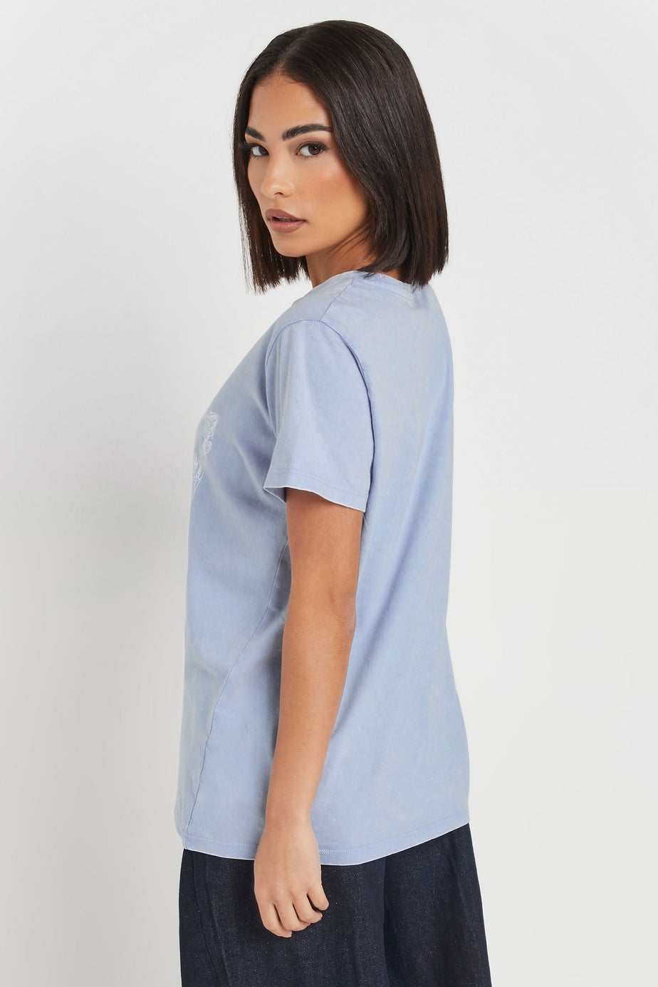 Pixiegirl Light Blue Vintage Romance Slogan T-Shirt