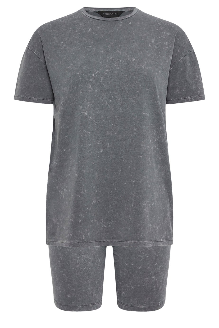 PixieGirl Petite Grey Acid Wash T-Shirt & Shorts Set