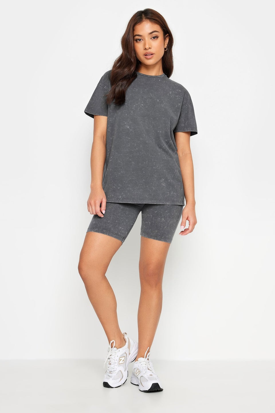 PixieGirl Petite Grey Acid Wash T-Shirt & Shorts Set