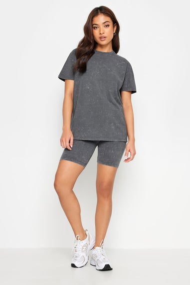 PixieGirl Petite Grey Acid Wash T-Shirt & Shorts Set