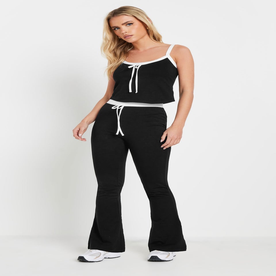 PixieGirl Petite Black Contrast Drawstring Vest Top