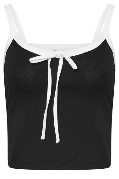 PixieGirl Petite Black Contrast Drawstring Vest Top