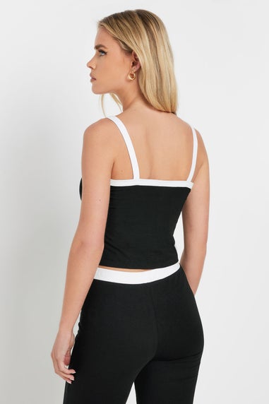 PixieGirl Petite Black Contrast Drawstring Vest Top