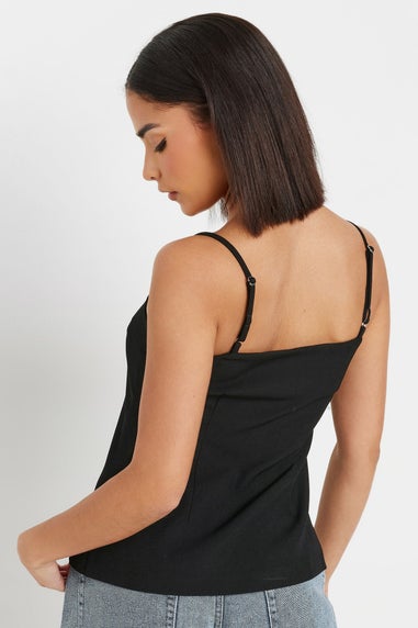 PixieGirl Petite Black Structured Button Vest Top