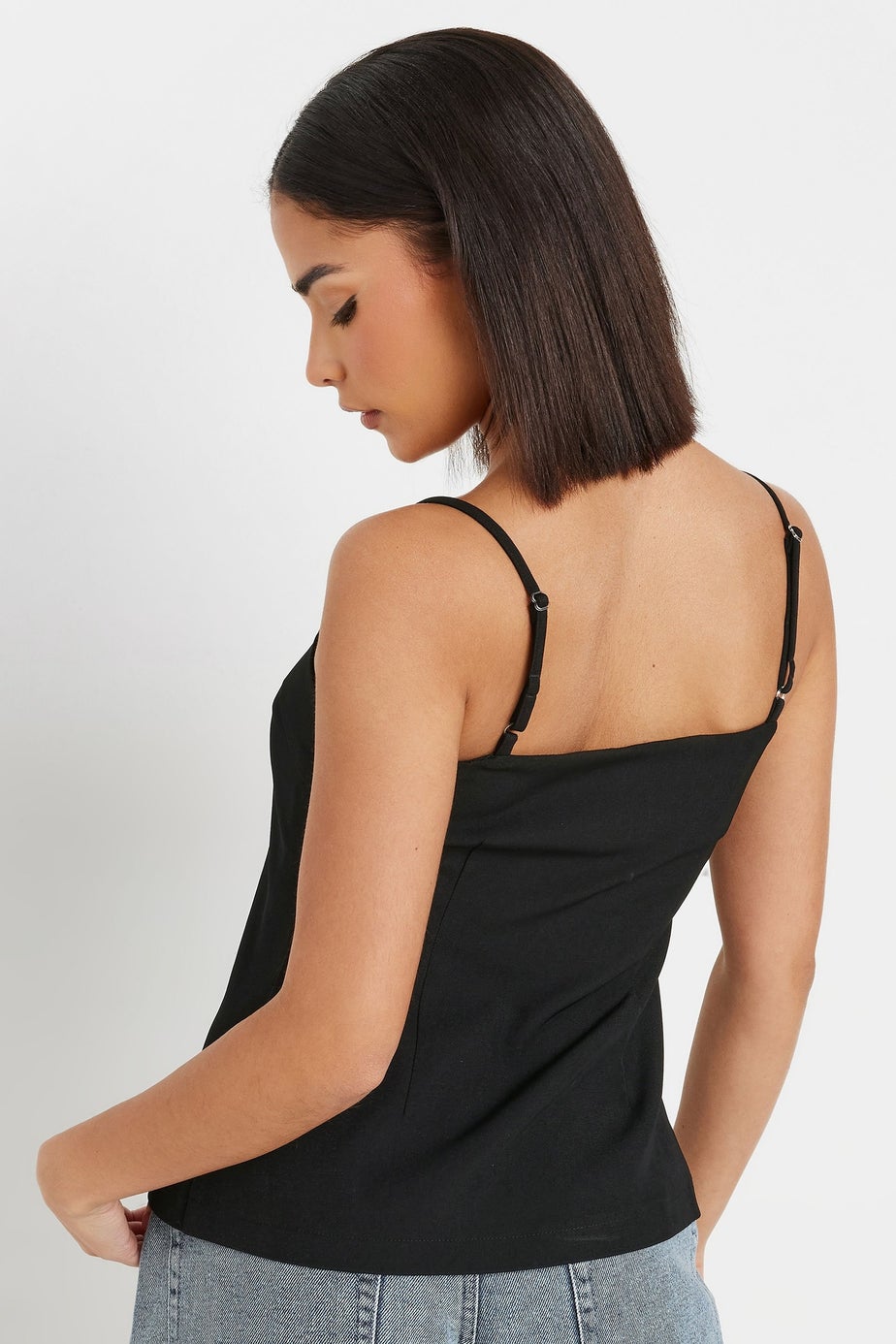 PixieGirl Petite Black Structured Button Vest Top