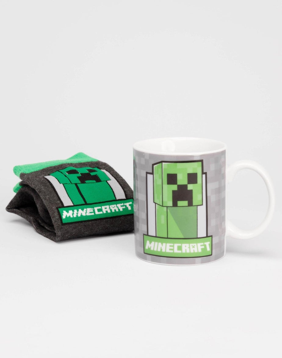 Minecraft Green Creeper Graphic Mug & Sock Gift Set