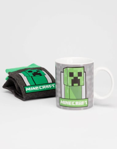 Minecraft Green Creeper Graphic Mug & Sock Gift Set