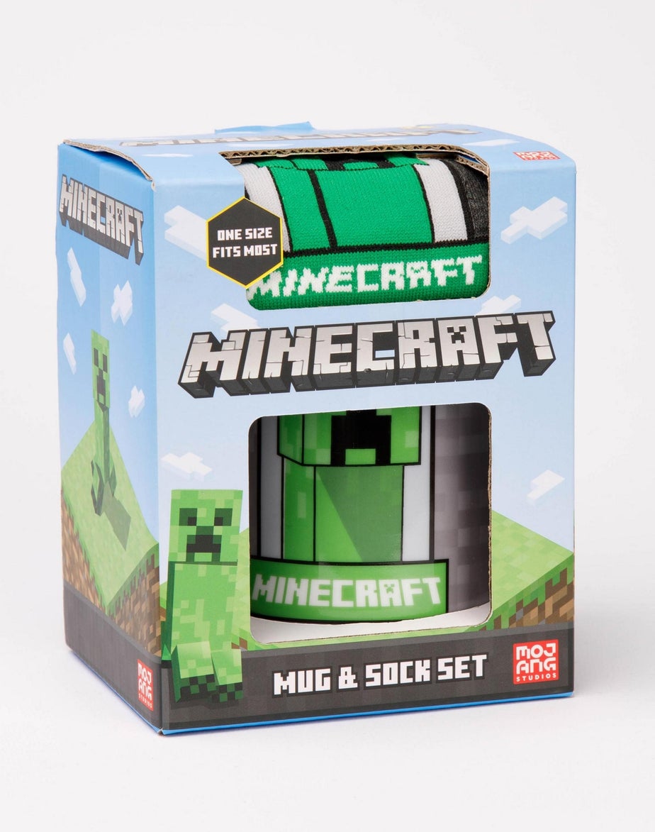 Minecraft Green Creeper Graphic Mug & Sock Gift Set