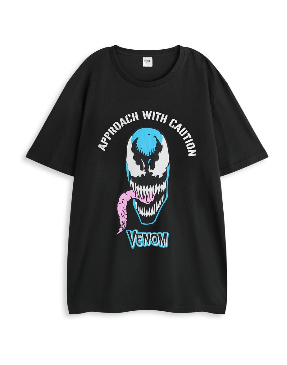 Vanilla Underground Marvel Adults Black Venom Short Sleeve Long Leg Pyjama Set