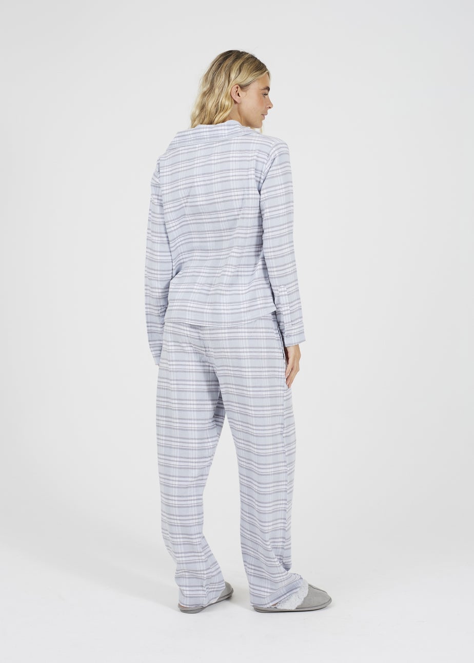 Brave Soul Blue Cotton Long Sleeve Shirt Pyjama Set