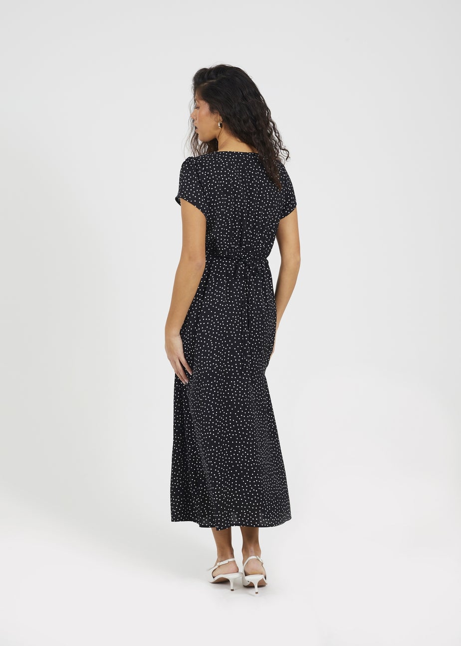 Brave Soul Black V-Neck Short Sleeve Midi Dress