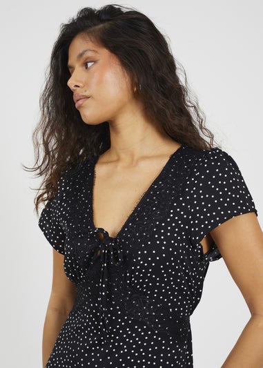 Brave Soul Black V-Neck Short Sleeve Midi Dress