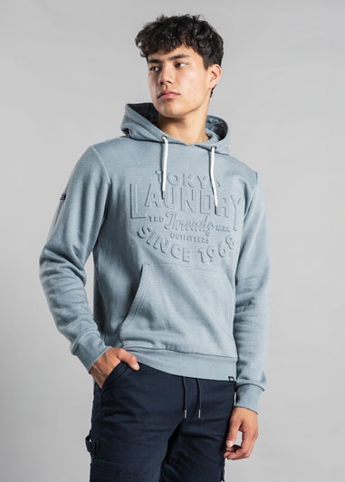 Tokyo Laundry Light Grey Cotton Blend Embossed Drawstring Hoody