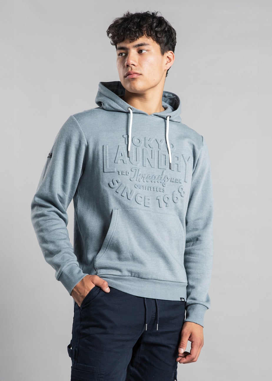 Tokyo Laundry Light Grey Cotton Blend Embossed Drawstring Hoody