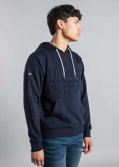 Tokyo Laundry Navy Cotton Blend Embossed Drawstring Hoody