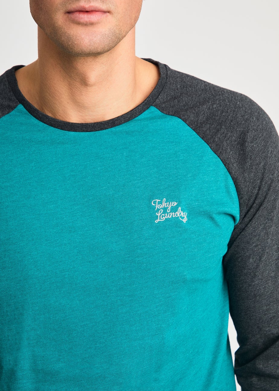 Tokyo Laundry Green Cotton 2-Piece Long Sleeve Top & Bottoms Pyjama Set